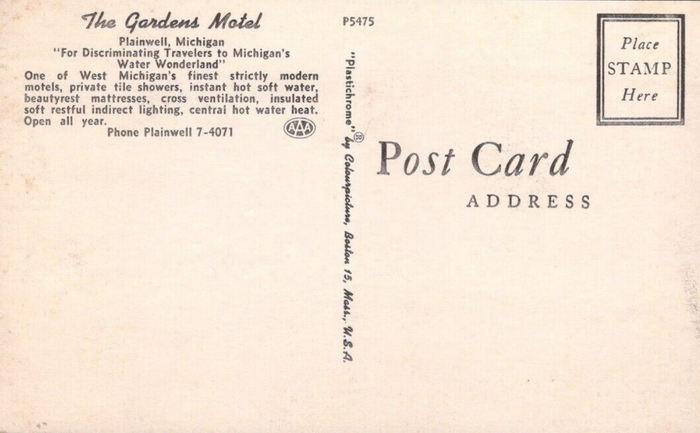 Gardens Motel - Old Postcard